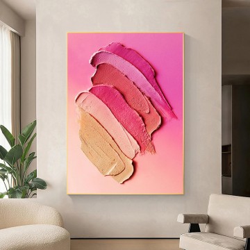 women Painting - abstract strokes pink women by Palette Knife wall art minimalism texture
